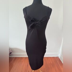 Boohoo Black Strapless Dress with Bow Detail